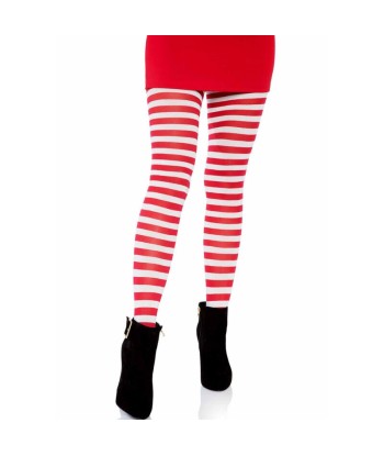LEG AVENUE - MEDIAS DE RAYAS BLANCO-ROJO