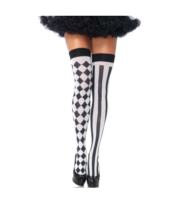 LEG AVENUE - CALCETINES ALTOS ARLEQUIN NEGRO-BLANCO