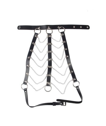 SUBBLIME - ARNÉS DE PECHO CADENAS CUERO NEGRO TALLA ÚNICA