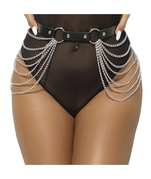 SUBBLIME - CINTURÓN DE CADENAS CUERO NEGRO TALLA ÚNICA