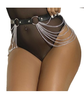 SUBBLIME - CINTURÓN DE CADENAS CUERO NEGRO TALLA ÚNICA