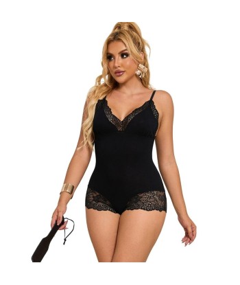 SUBBLIME - TEDDY DETALLE ENCAJE FLORAL NEGRO S-M