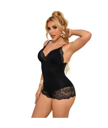 SUBBLIME - TEDDY DETALLE ENCAJE FLORAL NEGRO S-M