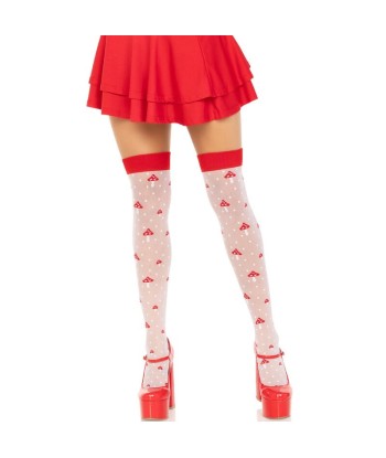 LEG AVENUE - CALCETINES ALTOS CHAMPIÑONES ROJO-BLANCO