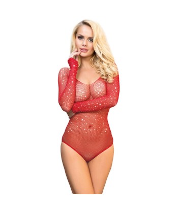 SUBBLIME - 952303 BODY DE REJILLA BRILLANTE CON HOMBROS DESCUBIERTOS MANGA LARGA ROJO TALLA ÚNICA