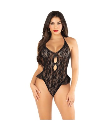 LEG AVENUE - BODY CON LAZOS Y VOLANTES NEGRO TALLA ÚNICA