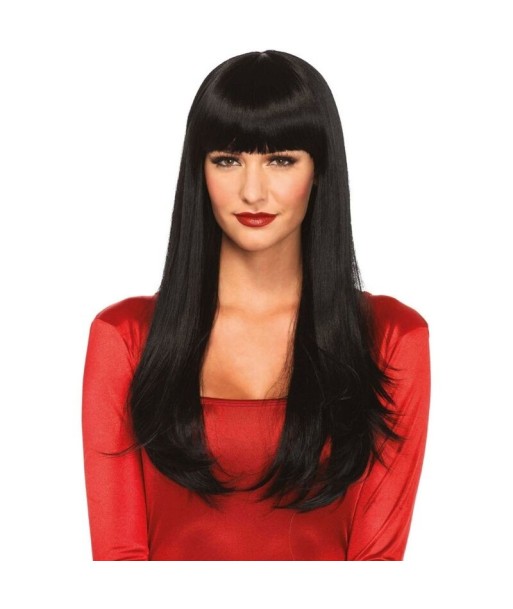 LEG AVENUE - PELUCA PELO LARGO CON FLEQUILLO NEGRO