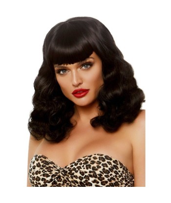 LEG AVENUE - PELUCA RETRO RIZADA CON FLEQUILLO LUMINISCENTE NEGRO
