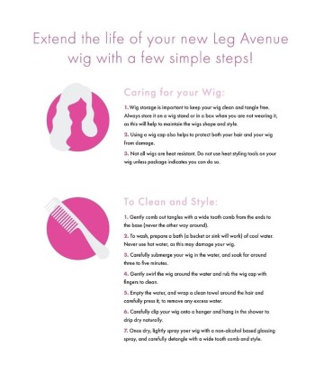 LEG AVENUE - PELUCA LARGA LISA CON FLEQUILLO ROSA