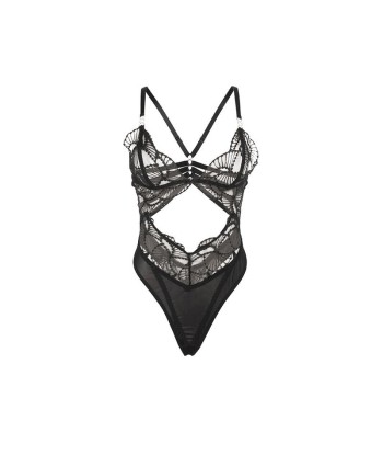 SUBBLIME - 955229 BODY TRANSPARENTE CON ENCAJE HUECO NEGRO L-XL
