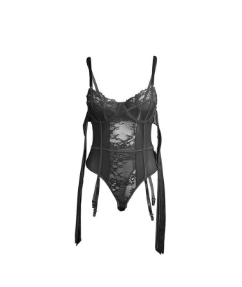 SUBBLIME - 955496 BODY DE ENCAJE CON LAZOS Y LIGAS NEGRO S-M