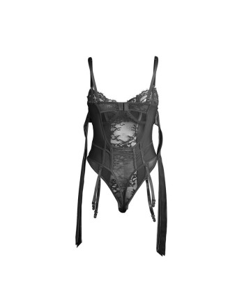 SUBBLIME - 955496 BODY DE ENCAJE CON LAZOS Y LIGAS NEGRO S-M