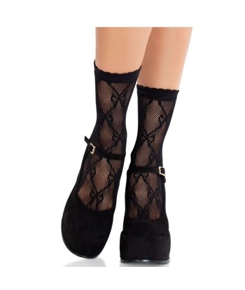 LEG AVENUE - CALCETINES DE ENCAJE DE LAZOS NEGRO