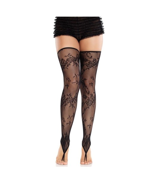 LEG AVENUE - MEDIAS SIN PIES DE ENCAJE FLORAL NEGRO LEG AVENUE - MEDIAS SIN PIES DE ENCAJE FLORAL NEGRO