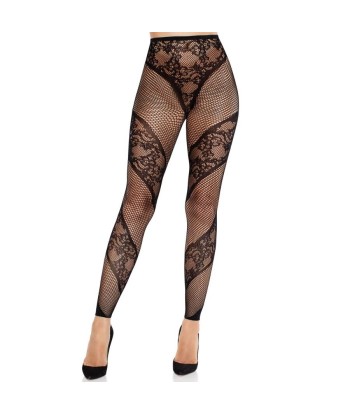 LEG AVENUE - MALLAS SIN PIE DE ENCAJE Y TRANSPARENCIA NEGRO