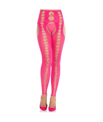 LEG AVENUE - MEDIAS OPACAS SIN TIRANTES Y COSTURAS ROSA NEÓN
