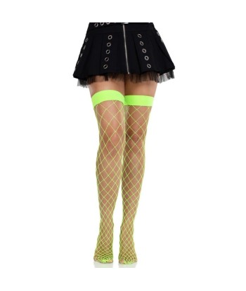 LEG AVENUE - MEDIAS ALTAS DE RED ANCHA VERDE NEÓN