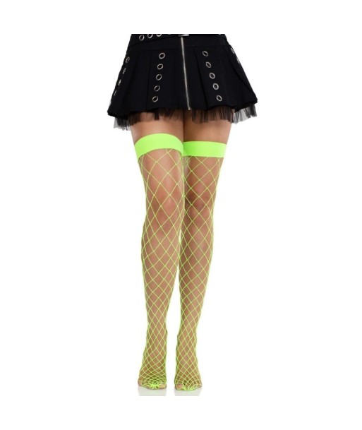 LEG AVENUE - MEDIAS ALTAS DE RED ANCHA VERDE NEÓN LEG AVENUE - MEDIAS ALTAS DE RED ANCHA VERDE NEÓN