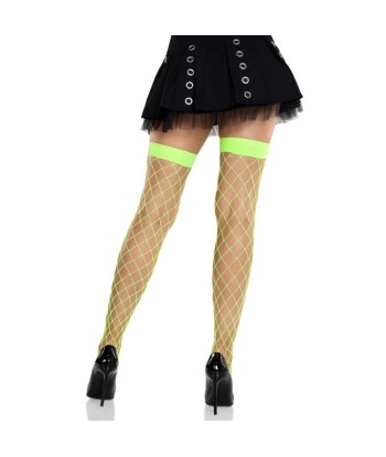 LEG AVENUE - MEDIAS ALTAS DE RED ANCHA VERDE NEÓN