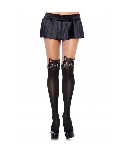 LEG AVENUE - PANTYS OPACOS CON DIBUJO DE GATO