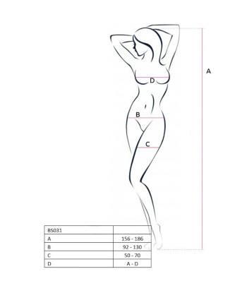 PASSION - WOMAN BS031 BODYSTOCKING BLANCO TALLA ÚNICA