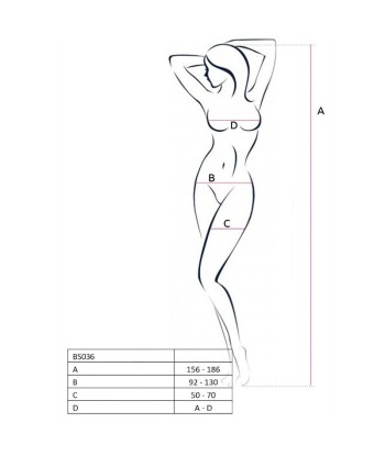PASSION - WOMAN BS036 BODYSTOCKING BLANCO TALLA ÚNICA