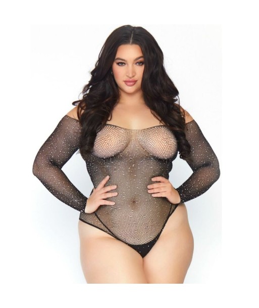 LEG AVENUE - CRYSTALIZED FISHNET BODYSTOCKING 1X-2X LEG AVENUE - CRYSTALIZED FISHNET BODYSTOCKING 1X-2X