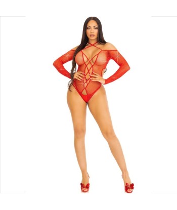 LEG AVENUE - BODY CROTCHLESS CON BRILLO ROJO