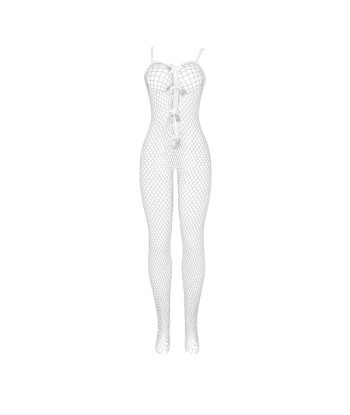 SUBBLIME - 951740 BODYSTOCKING CROTCHLESS DE REJILLA CON LAZOS BLANCO TALLA ÚNICA