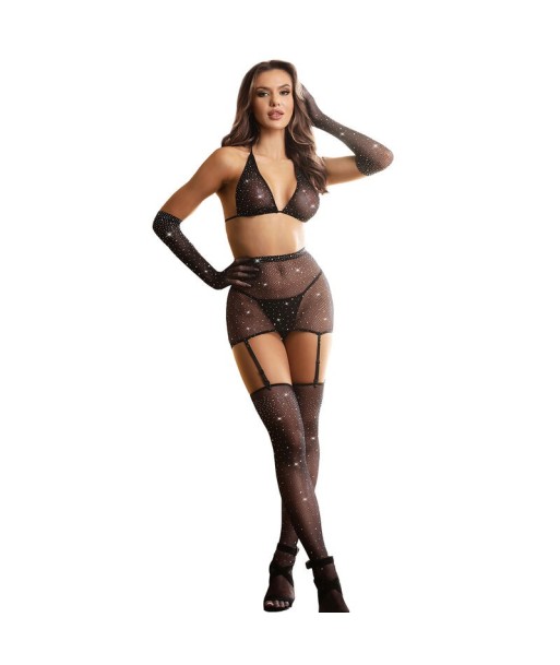 SUBBLIME - 952174 BODYSTOCKING DE REJILLA CON GUANTES Y DIAMANTES NEGRO TALLA ÚNICA SUBBLIME - 952174 BODYSTOCKING DE REJILLA CON GUANTES Y DIAMANTES NEGRO TALLA ÚNICA