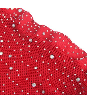 SUBBLIME - 952181 BODYSTOCKING DE REJILLA CON GUANTES Y DIAMANTES ROJO TALLA ÚNICA