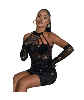 SUBBLIME - 952235 VESTIDO DE REJILLA CON BRILLANTES NEGRO TALLA ÚNICA