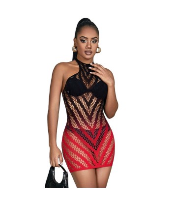 SUBBLIME - 952242 VESTIDO DE REJILLA ELÁSTICO DEGRADADO ROJO Y NEGRO TALLA ÚNICA