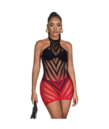SUBBLIME - 952242 VESTIDO DE REJILLA ELÁSTICO DEGRADADO ROJO Y NEGRO TALLA ÚNICA