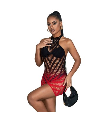 SUBBLIME - 952242 VESTIDO DE REJILLA ELÁSTICO DEGRADADO ROJO Y NEGRO TALLA ÚNICA