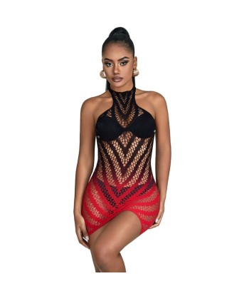 SUBBLIME - 952242 VESTIDO DE REJILLA ELÁSTICO DEGRADADO ROJO Y NEGRO TALLA ÚNICA