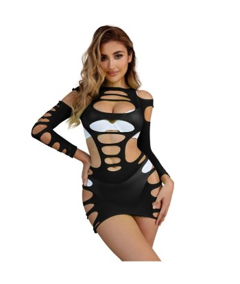 SUBBLIME - 952266 VESTIDO DE REJILLA ELÁSTICO MANGA LARGA NEGRO TALLA ÚNICA