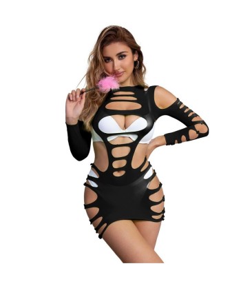 SUBBLIME - 952266 VESTIDO DE REJILLA ELÁSTICO MANGA LARGA NEGRO TALLA ÚNICA