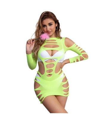 SUBBLIME - 952280 VESTIDO DE REJILLA ELÁSTICO MANGA LARGA VERDE TALLA ÚNICA