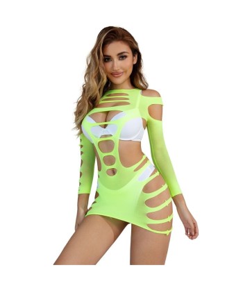SUBBLIME - 952280 VESTIDO DE REJILLA ELÁSTICO MANGA LARGA VERDE TALLA ÚNICA