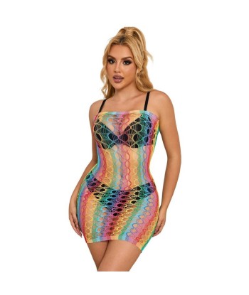 SUBBLIME - 952365 VESTIDO DE REJILLA HOMBROS DESCUBIERTOS ARCOIRIS TALLA ÚNICA