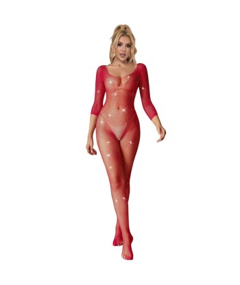 SUBBLIME - 952419 BODYSTOCKING DE REJILLA CON DIAMANTES MANGA LARGA ROJO XS-M