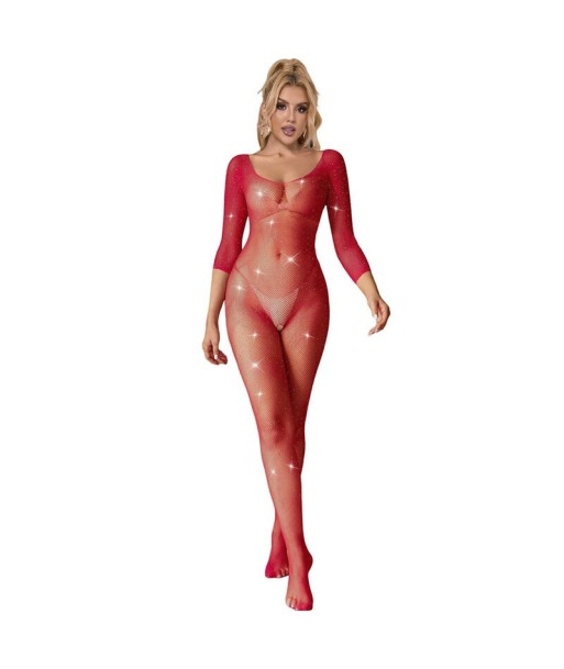 SUBBLIME - 952419 BODYSTOCKING DE REJILLA CON DIAMANTES MANGA LARGA ROJO XS-M SUBBLIME - 952419 BODYSTOCKING DE REJILLA CON DIAMANTES MANGA LARGA ROJO XS-M
