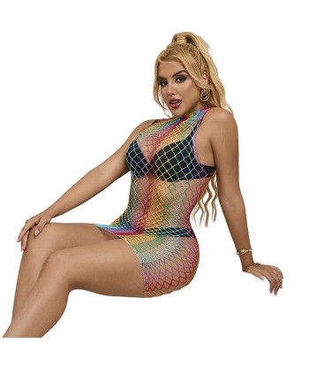 SUBBLIME - 952433 VESTIDO DE REJILLA SIN MANGAS CON CUELLO ALTO ARCOIRIS TALLA ÚNICA