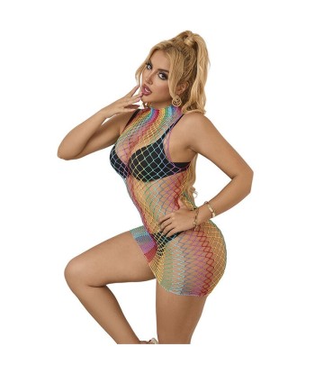 SUBBLIME - 952433 VESTIDO DE REJILLA SIN MANGAS CON CUELLO ALTO ARCOIRIS TALLA ÚNICA