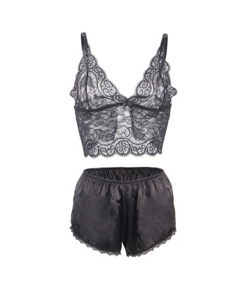 SUBBLIME - 953928 SET 3 PIEZAS ENCAJE Y SATEN NEGRO L-XL