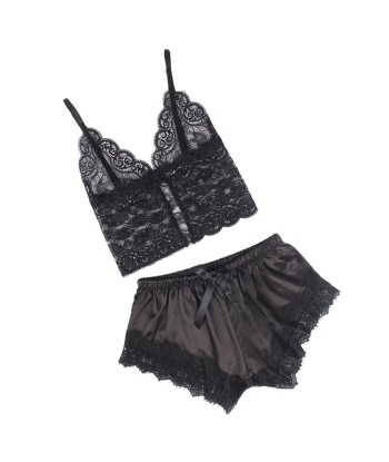 SUBBLIME - 953942 PIJAMA SEXY SATEN Y ENCAJE NEGRO L-XL