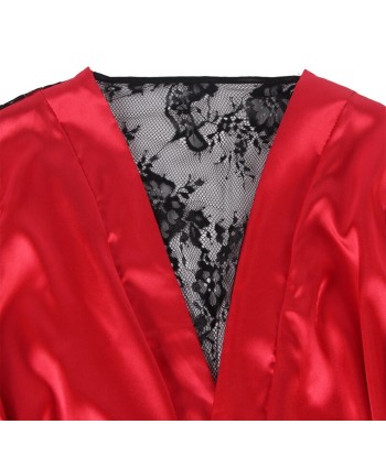 SUBBLIME - 954017 CAMISON DE ENCAJE ESPALDA TRANSPARENTE TANGA ROJO-NEGRO S-M