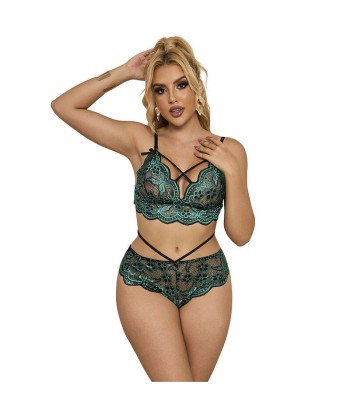 SUBBLIME - 954086 SUJETADOR PANTIES ENCAJE VERDE S-M