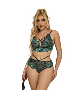 SUBBLIME - 954093 SUJETADOR PANTIES ENCAJE VERDE L-XL